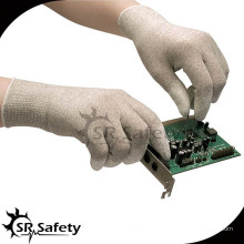 SRSAFETY ESD Handschuh, Nylon-Carbon Strickliner beschichtet weiß PU auf Fingersicherheit Arbeitshandschuhe